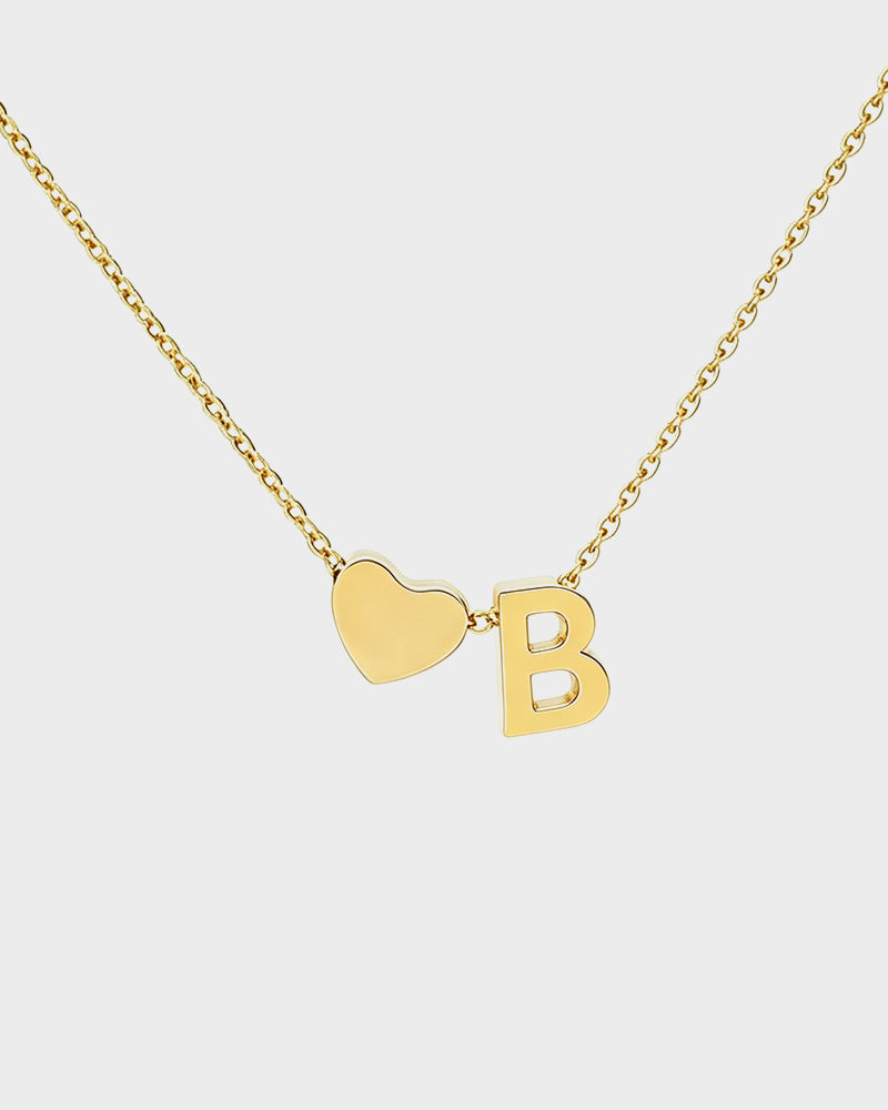 Dainty Heart Initial Necklace