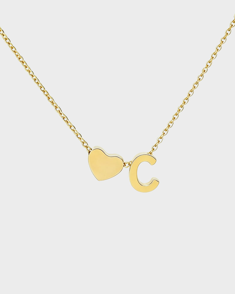 Dainty Heart Initial Necklace