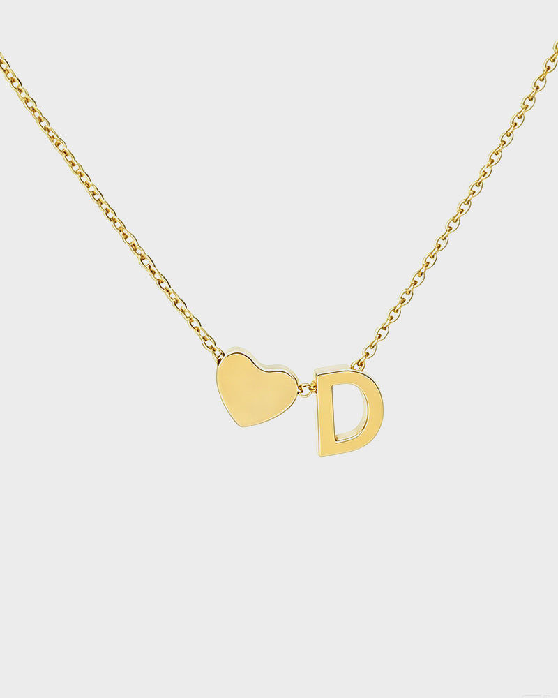 Dainty Heart Initial Necklace