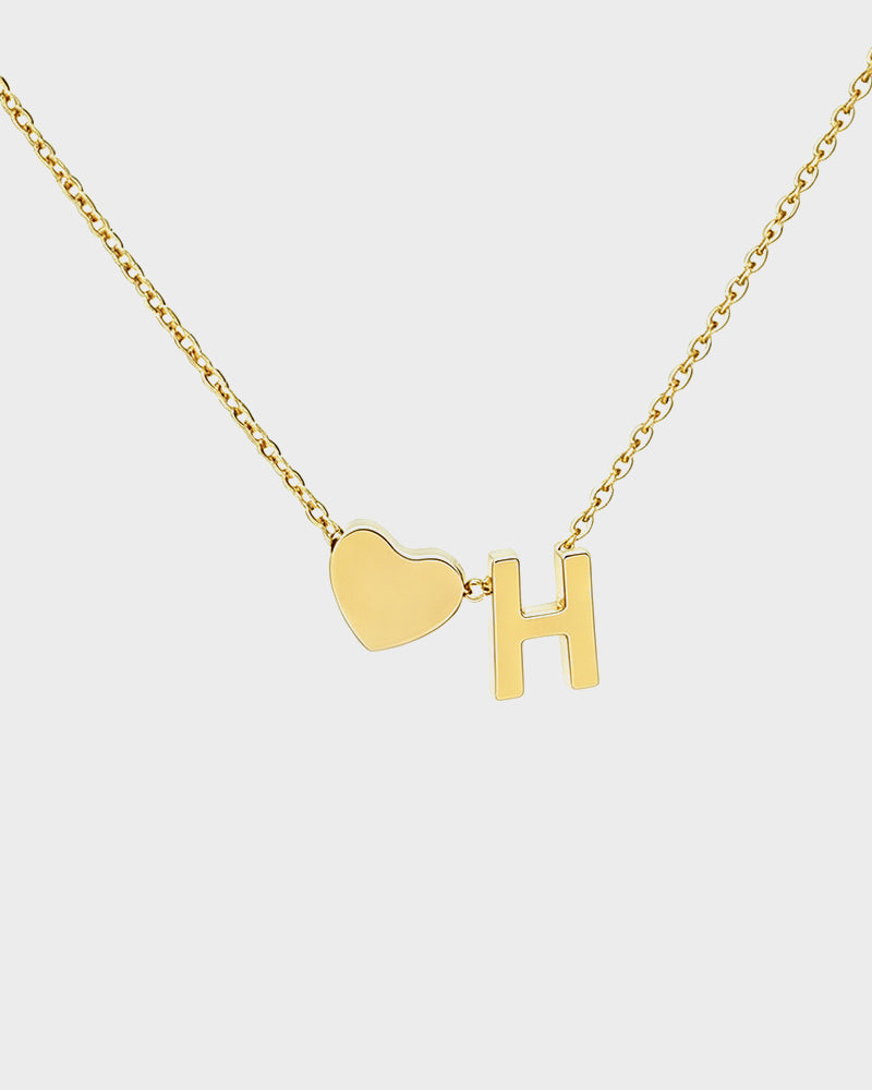 Dainty Heart Initial Necklace