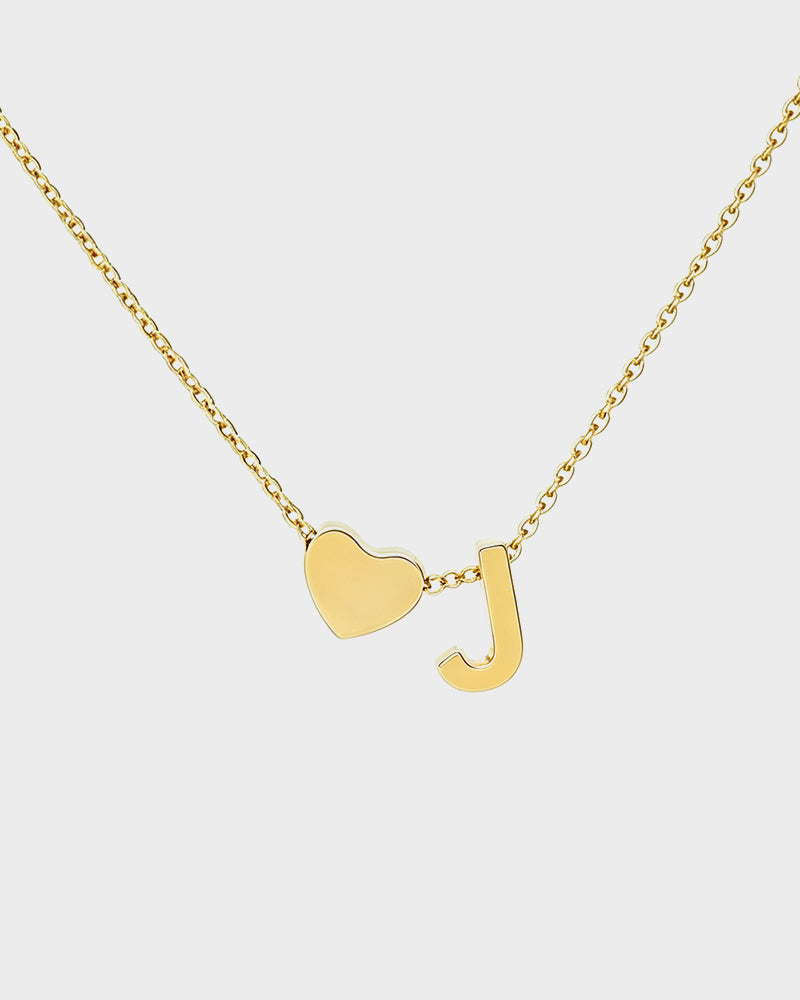 Dainty Heart Initial Necklace