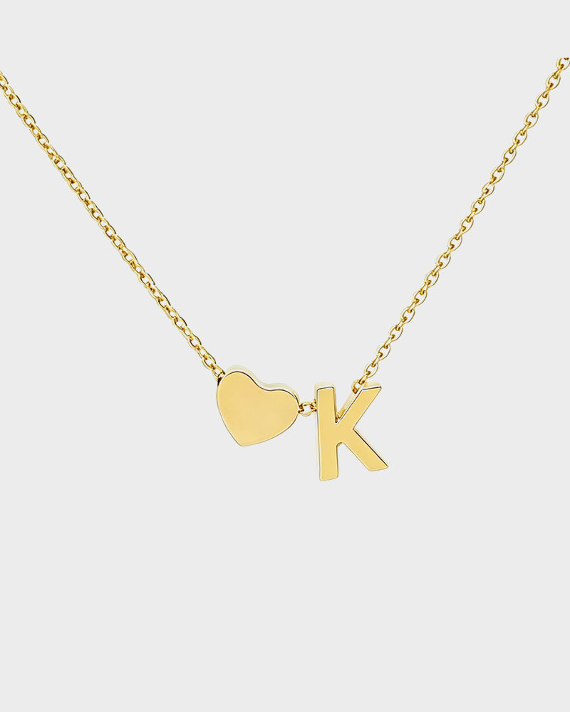 Dainty Heart Initial Necklace