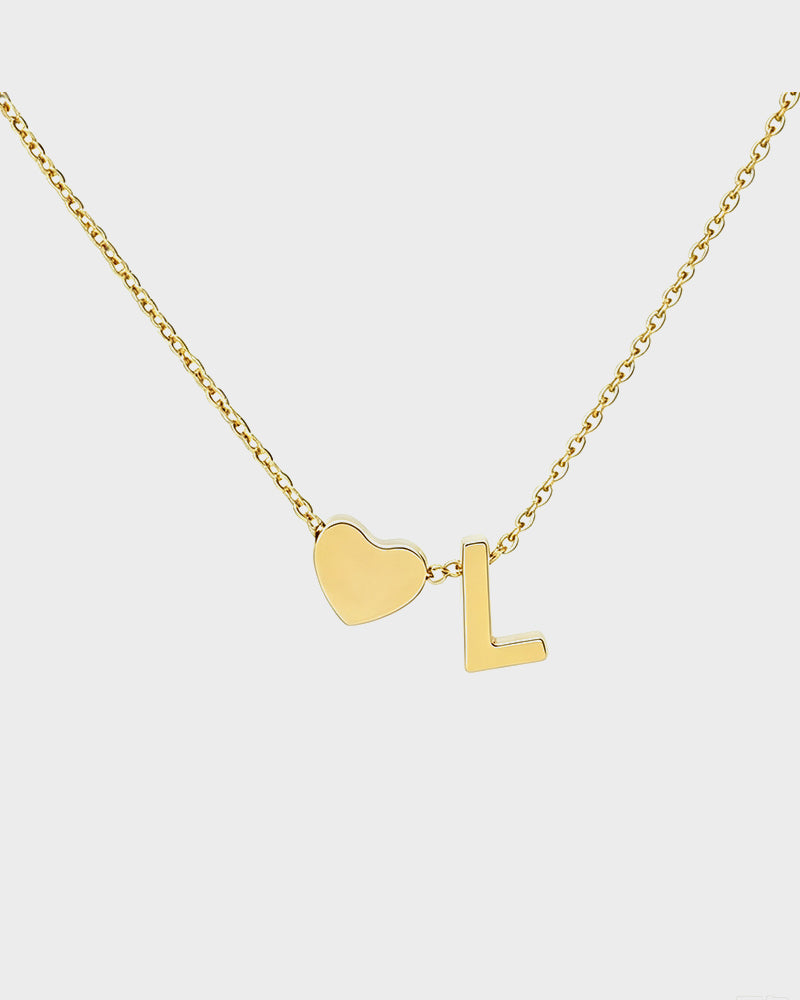 Dainty Heart Initial Necklace