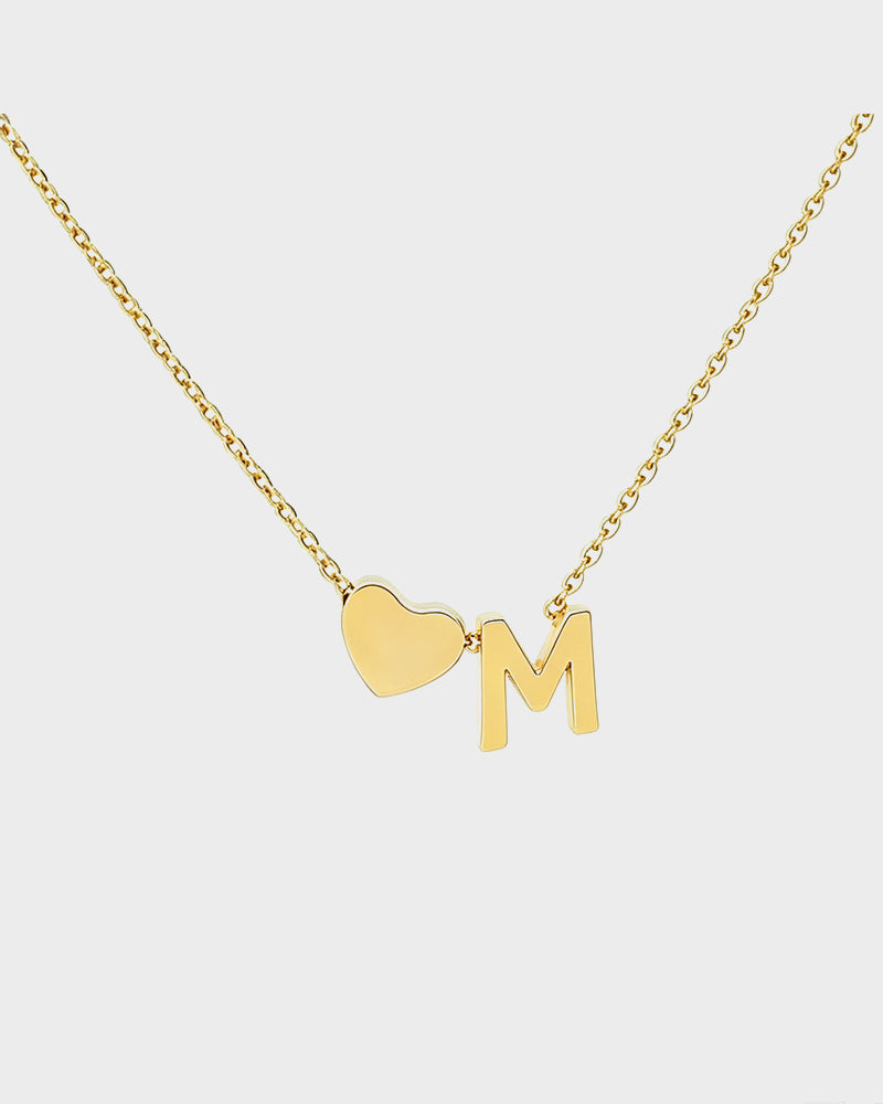 Dainty Heart Initial Necklace