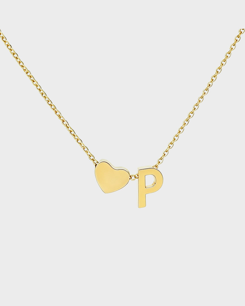Dainty Heart Initial Necklace