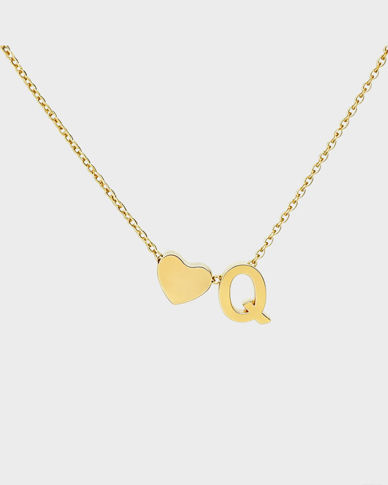 Dainty Heart Initial Necklace