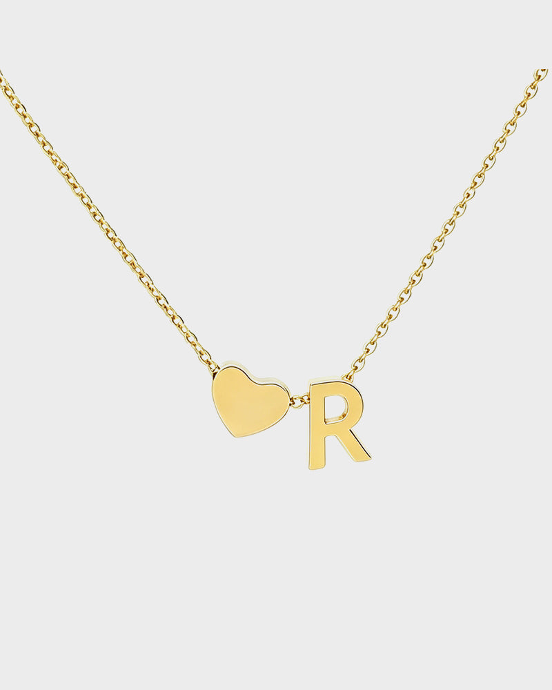Dainty Heart Initial Necklace
