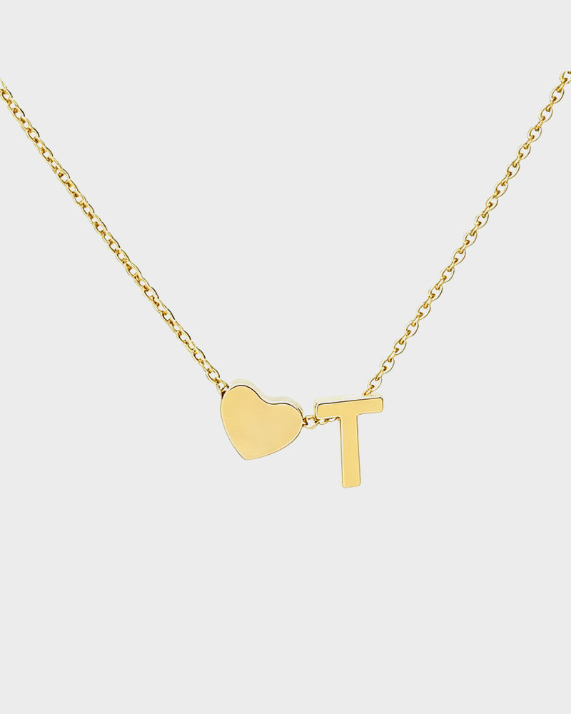 Dainty Heart Initial Necklace