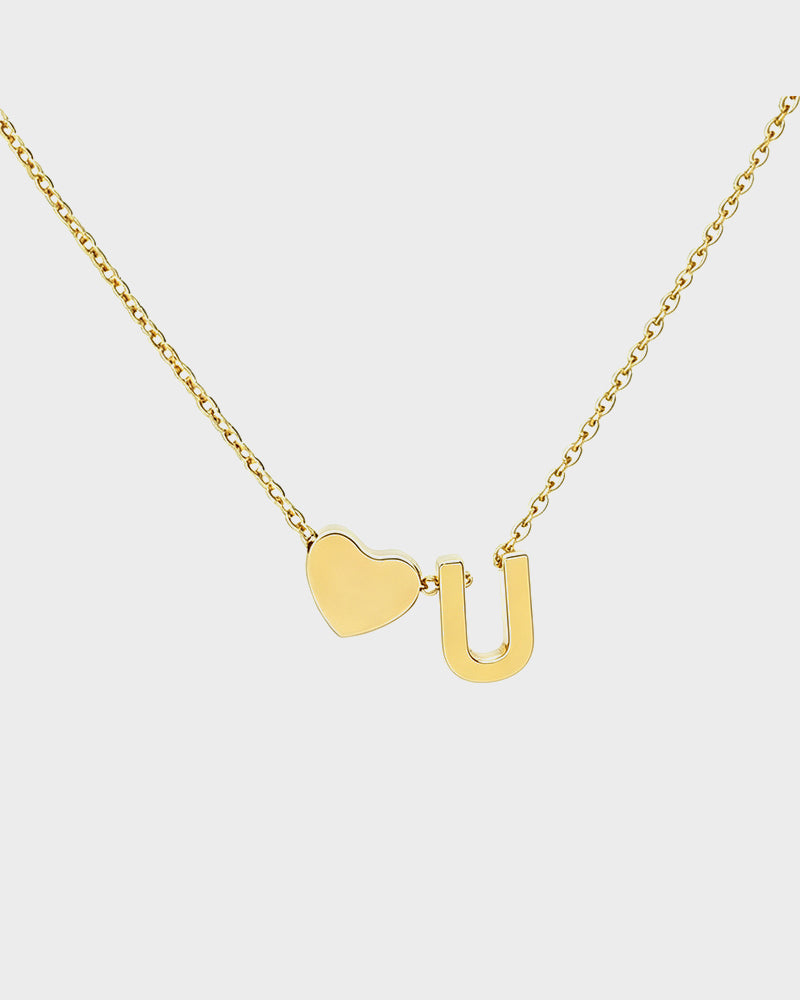Dainty Heart Initial Necklace