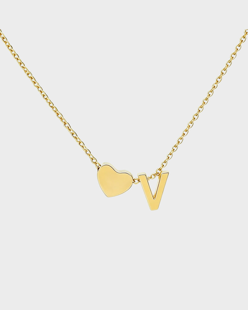 Dainty Heart Initial Necklace