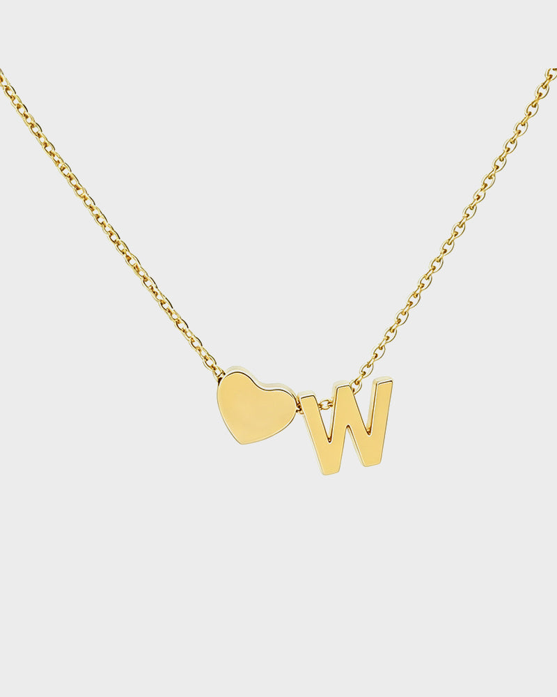 Dainty Heart Initial Necklace