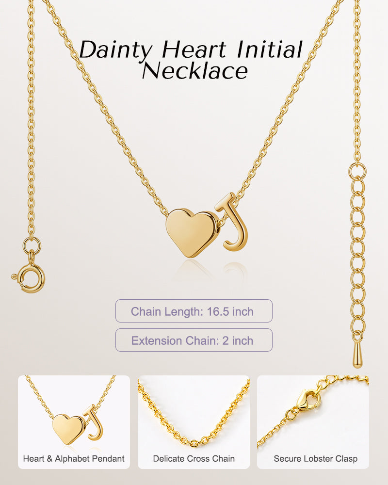 Dainty Heart Initial Necklace