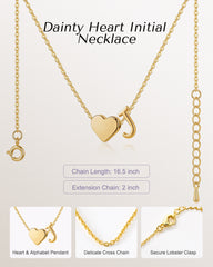 Dainty Heart Initial Necklace