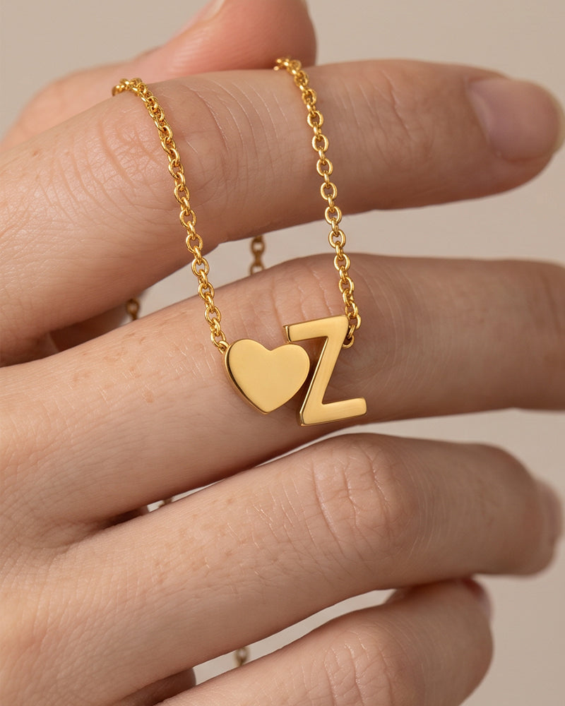 Dainty Heart Initial Necklace