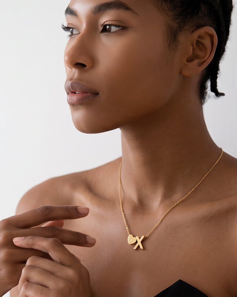 Dainty Heart Initial Necklace
