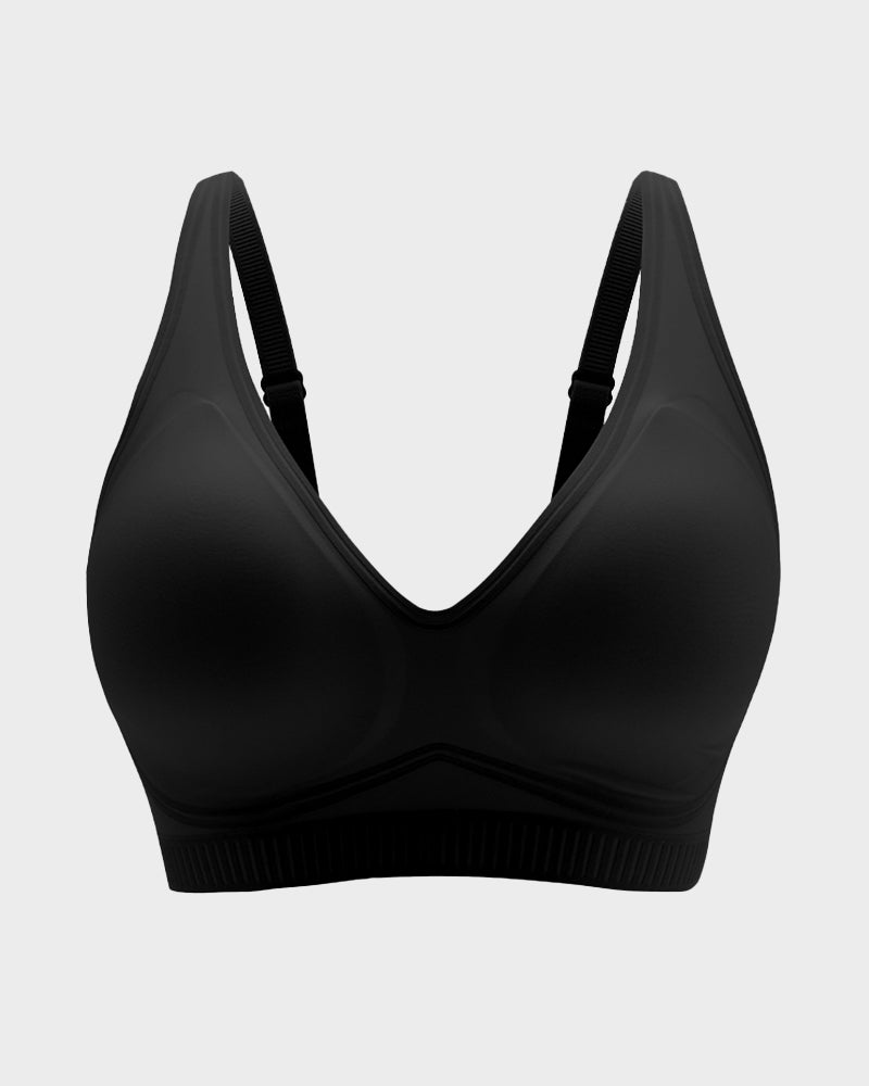 Deep-V Velvet Trim Wireless Push-Up Bra