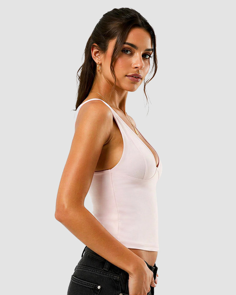 Deep U Neck Crop Tank Top