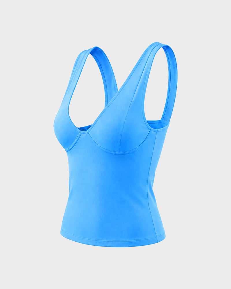 Deep U Neck Crop Tank Top