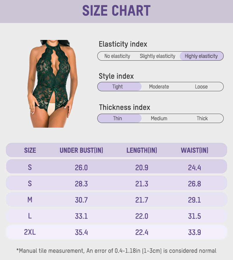 Deep V Halter Lace Teddy Bodysuit