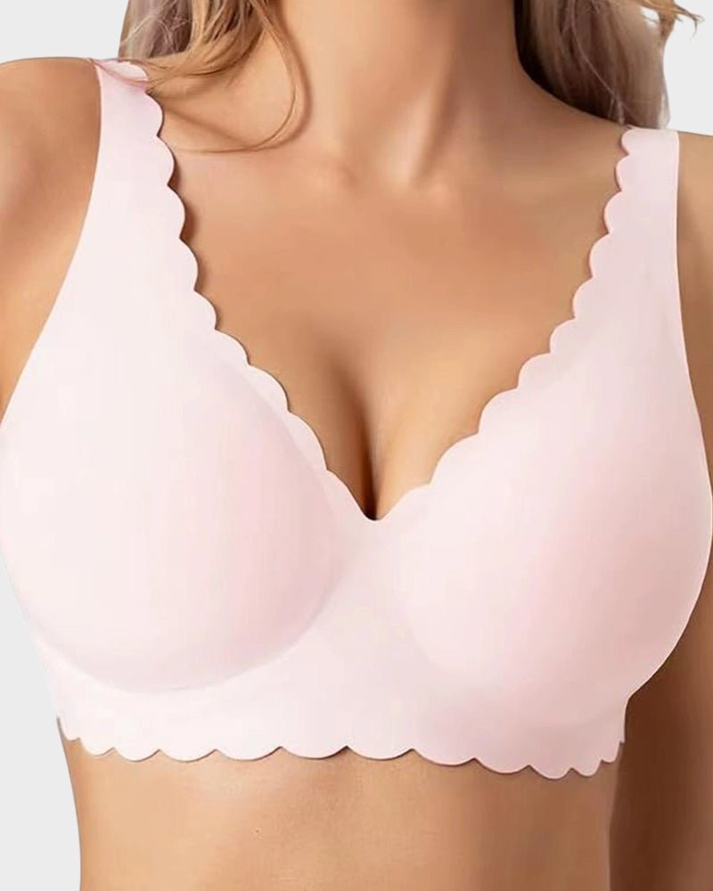 Deep V Seamless Scalloped Wireless Lift Bra