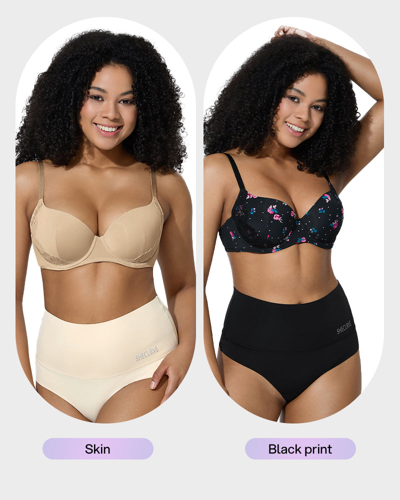 Deep V Lace Trim Full Coverage Push Up Bra