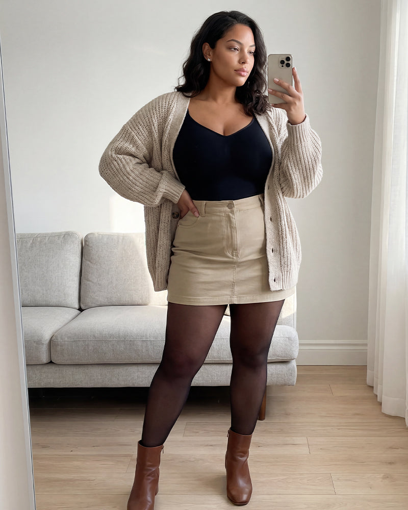 Easyslide™ Deep V Shapewear Bodysuit with Stockings
