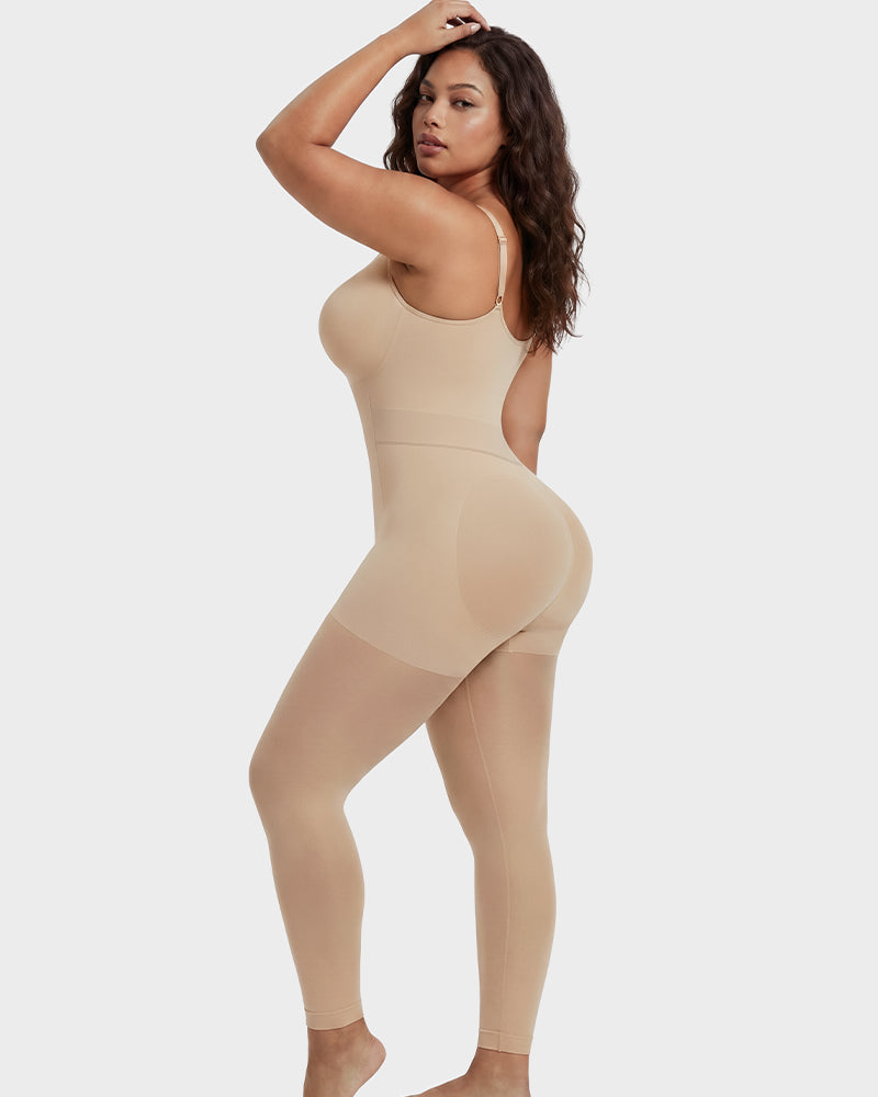 Easyslide™ Deep V Shapewear Bodysuit with Stockings