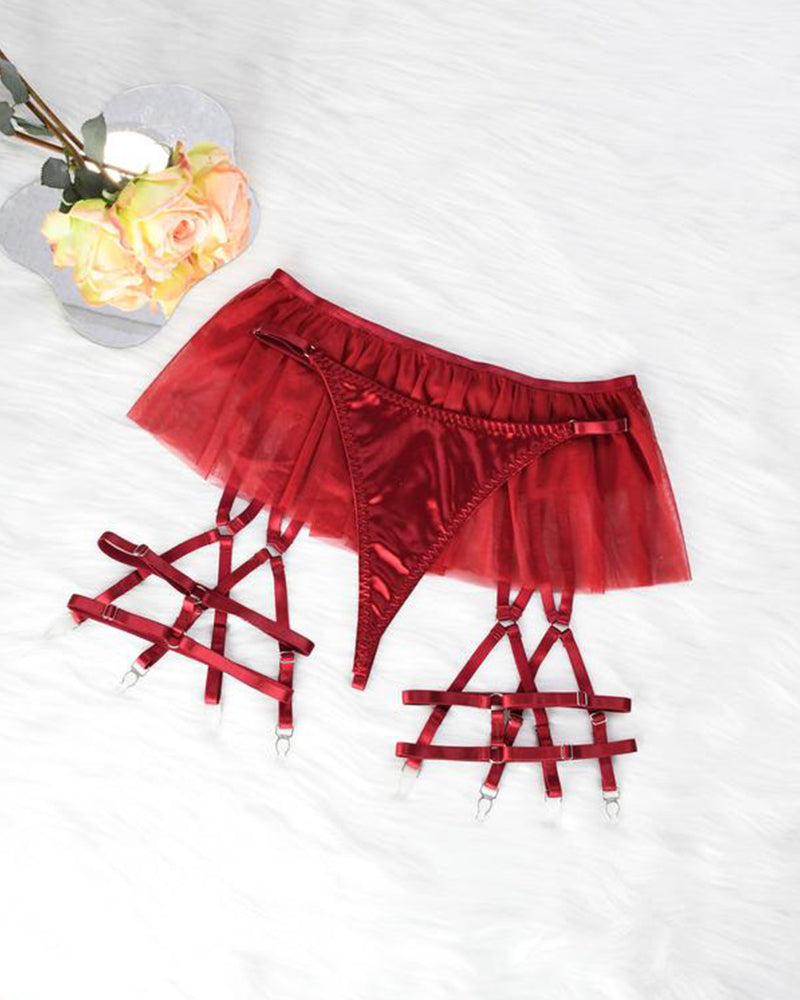 Festive Silk Bow Cut-Out Sexy Lingerie Set