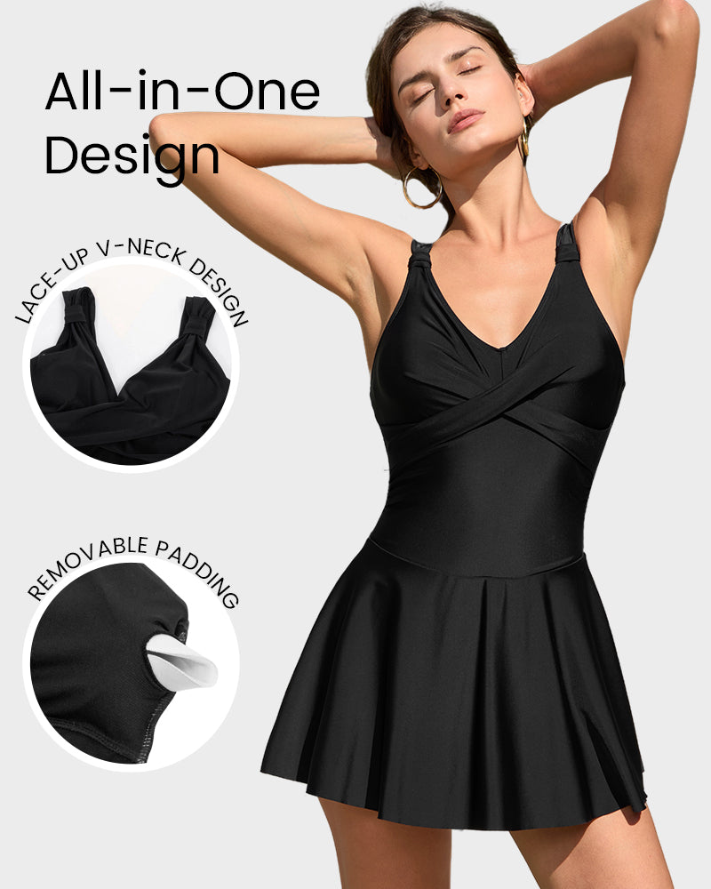 Floral Print One-Piece Swim Dress – SheCurve