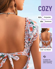 Floral Ruffle Square-Neck One-Piece Swimsuit