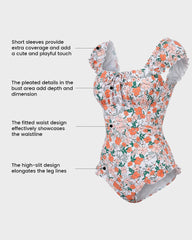 Floral Ruffle Square-Neck One-Piece Swimsuit