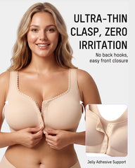 Front-Closure Square-Neck Breathable Minimizer Bra