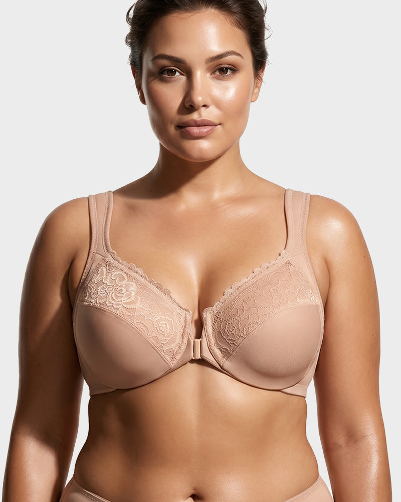 Front Closure Underwire Print Bra