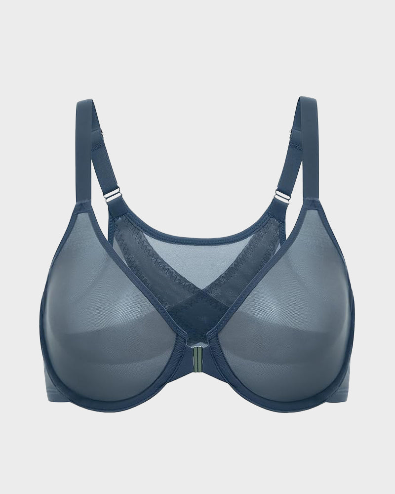Front Closure Mesh Support Bra