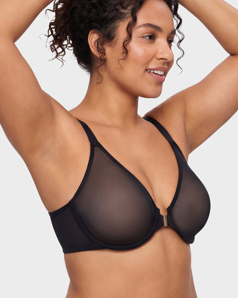 Front Closure Mesh Support Bra