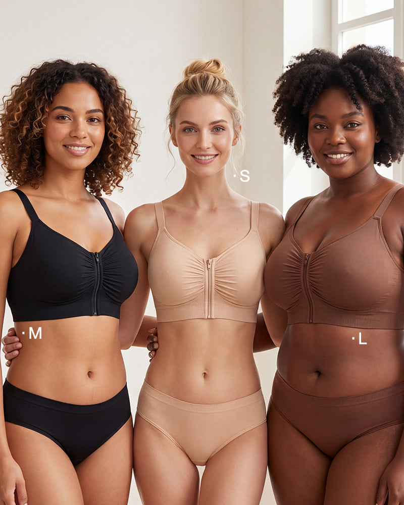 Front Zip No-Wire Support Bra