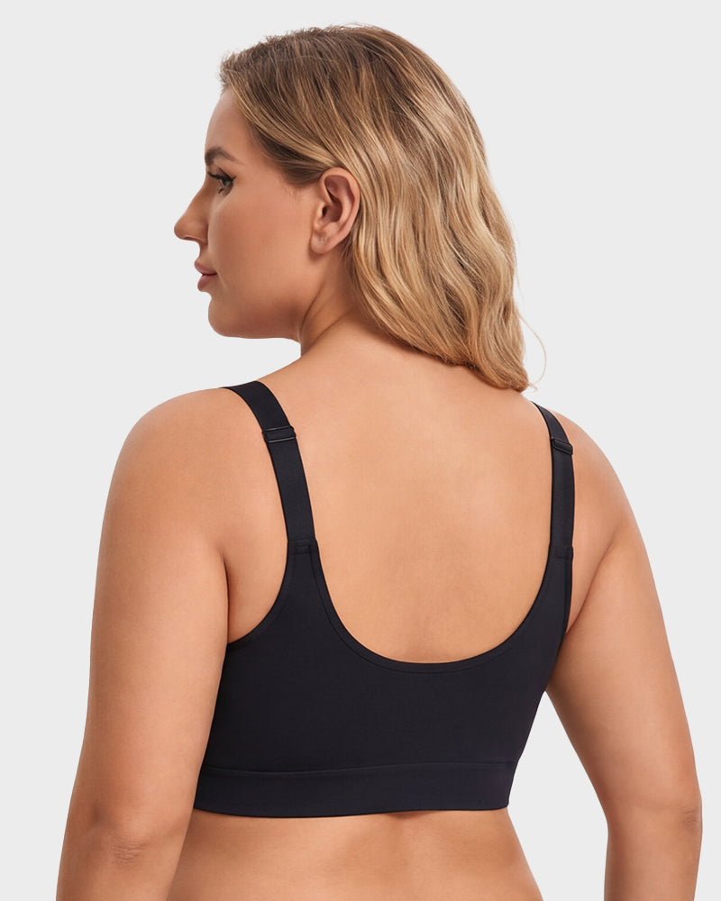 Front Zip No-Wire Support Bra