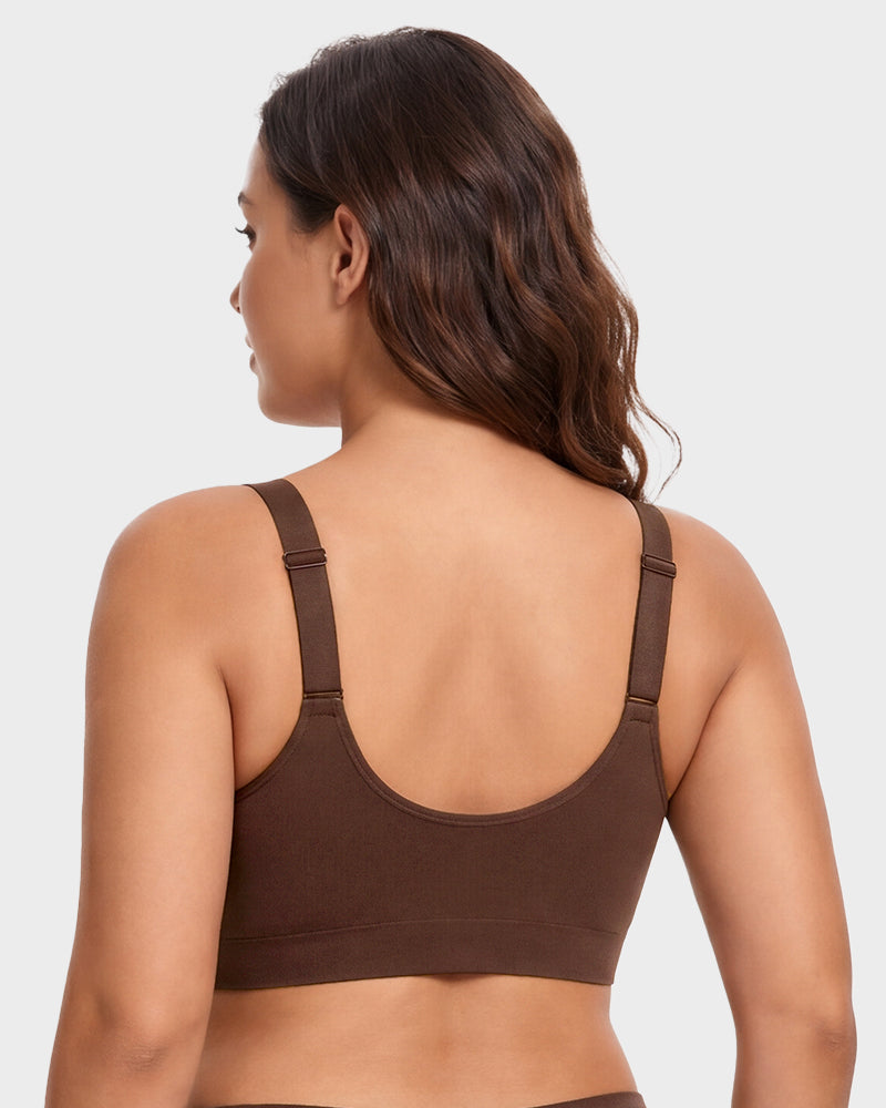 Front Zip No-Wire Support Bra