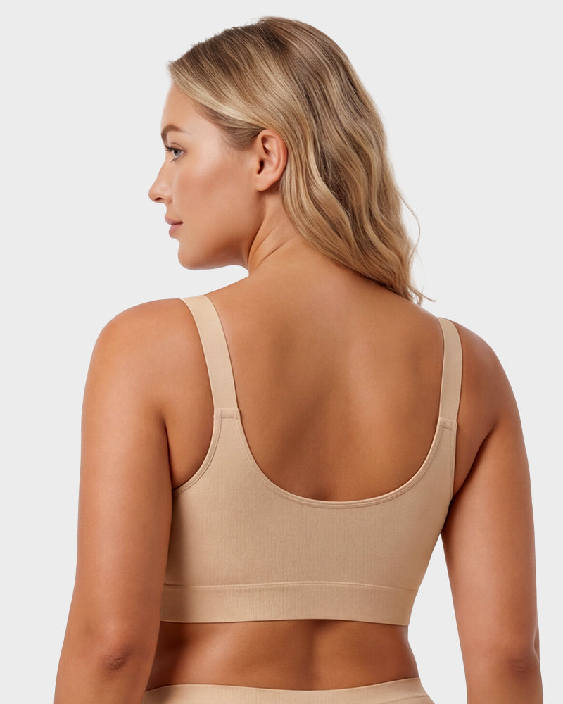 Front Zip No-Wire Support Bra