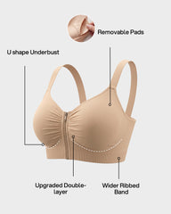 Front Zip No-Wire Support Bra