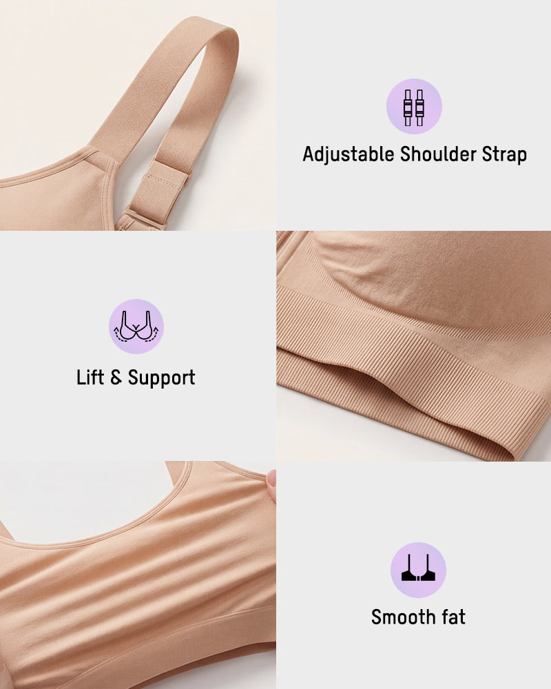 Front Zip No-Wire Support Bra