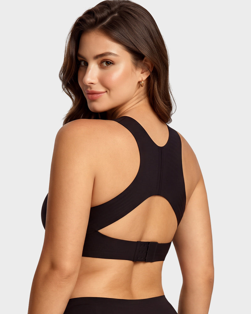 Front Closure Cross-Back Wireless Posture Bra