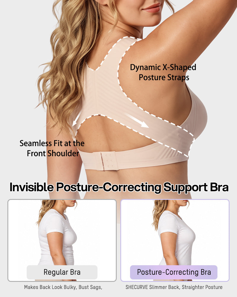 Front Closure Cross-Back Wireless Posture Bra