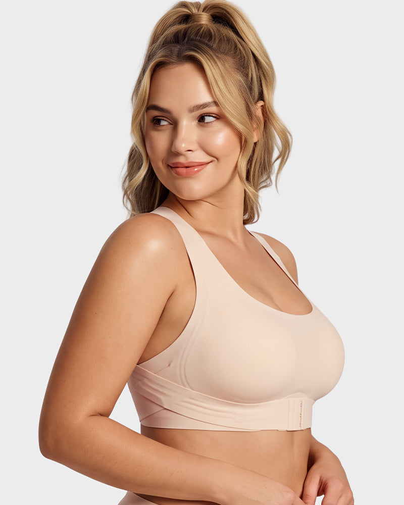 Front Closure Cross-Back Wireless Posture Bra