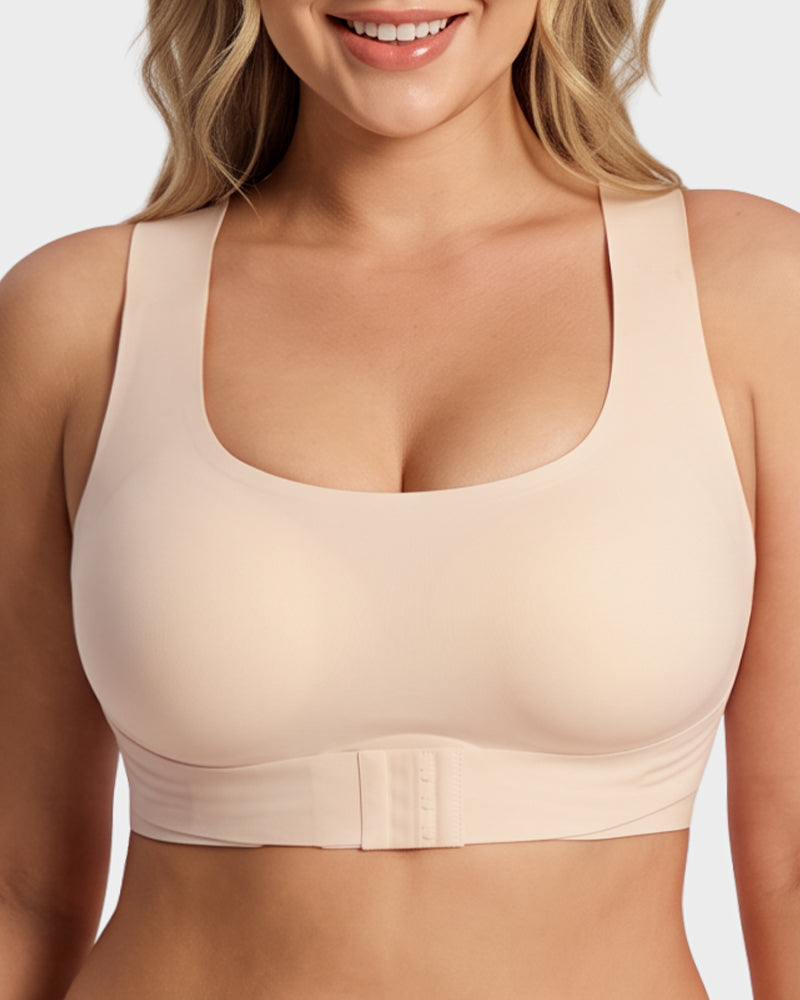 Front Closure Cross-Back Wireless Posture Bra