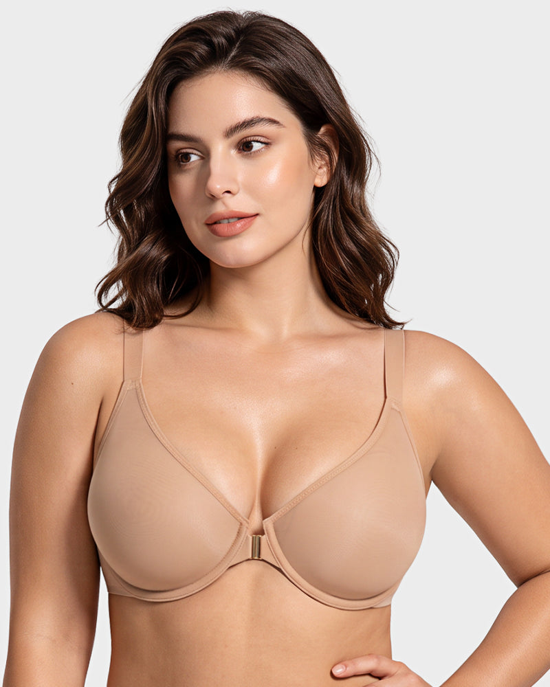 Front Closure Mesh Support Bra