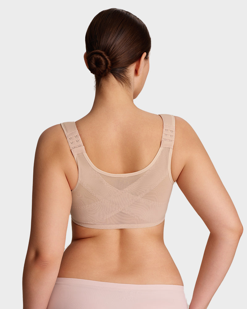 Front Closure Underwire Unlined Back Support Plunge Bra