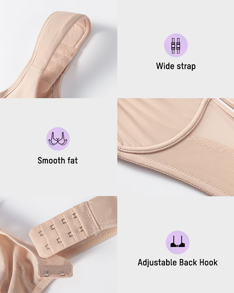 Front Closure Underwire Unlined Back Support Plunge Bra