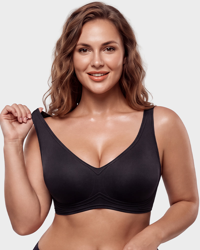 Full-Coverage Wireless V-Neck Support Bra