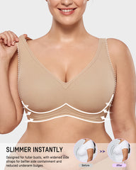 Full-Coverage Wireless V-Neck Support Bra